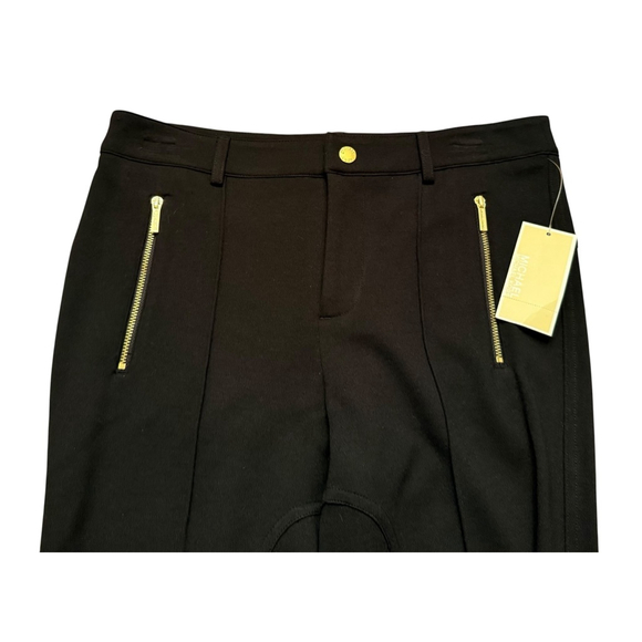 NWT Women's MICHAEL Michael Kors Black Trousers with Gold Zippers Size 8 - Picture 6 of 13